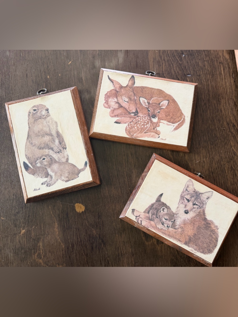 Vintage LK Woodland Animal Wall Art Panels - Natural Brown Wall Decor